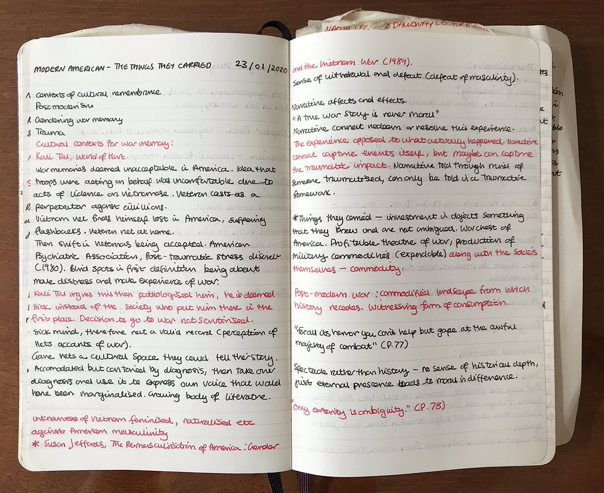 In 3rd year I wrote all my notes from lectures & seminars in my black journal immediately. If I had a question or didn’t understand a concept I would ask in the seminar. I did this bc I developed my note taking skills, as u can see here, clear & colour coded: