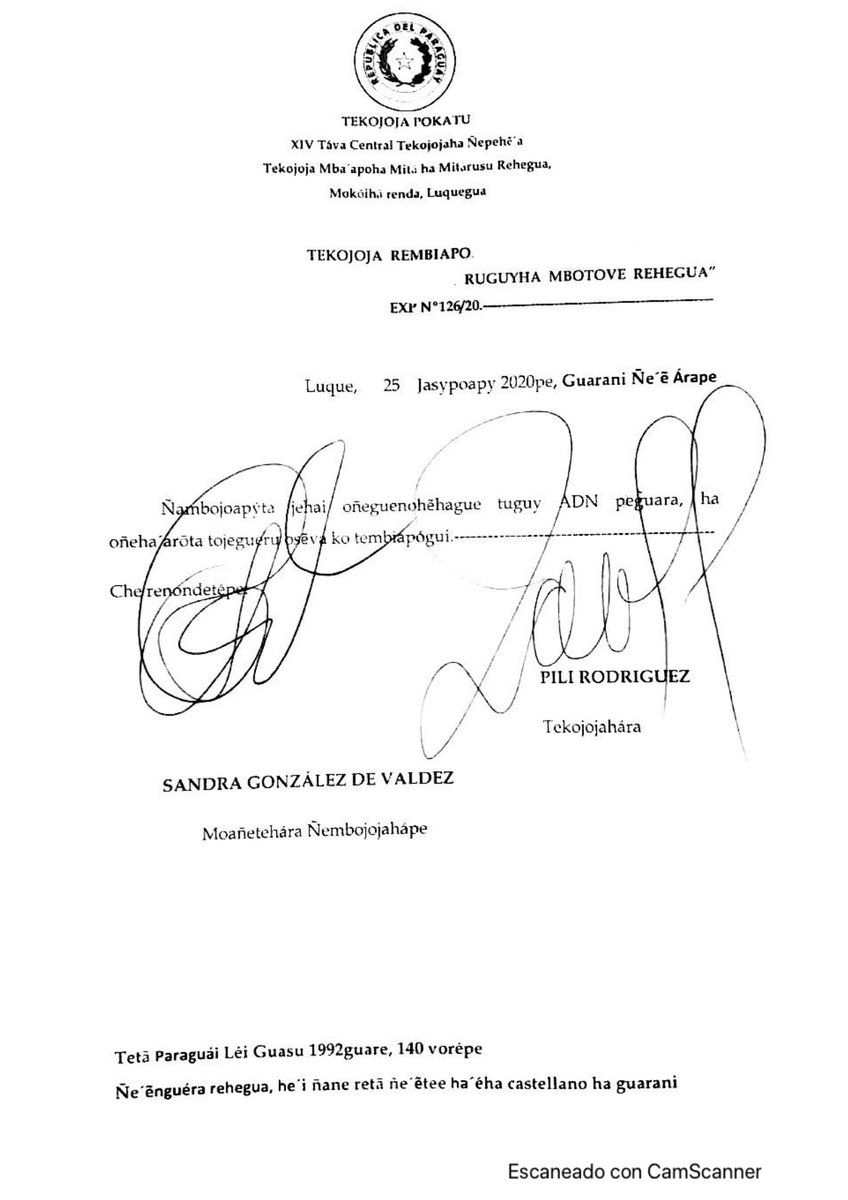 ⚖La Jueza de la Niñez y la Adolescencia de Luque, Pili Rodríguez, emitió una resolución escrita en el idioma guaraní, en conmemoración al #DiaDelidiomaGuarani. La CSJ implementa el uso del guaraní desde el 2013, en el marco del cumplimiento de la Ley de Lenguas