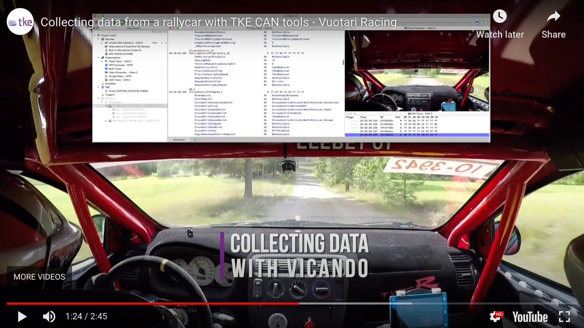 KvaserAB's tweet image. Finnish rally team use #CANdata analysis to develop their #race strategy: bit.ly/337Hiv2
The set-up comprises a Kvaser Leaf Pro v2 OBDII, plugged under the dash of a Honda Civic Type R. This is connected to a PC running both TKE´s CANtrace CAN data collection software...
