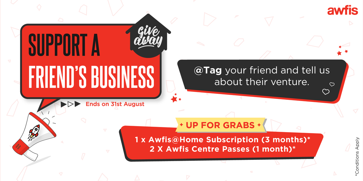 myawfis's tweet photo. Here’s your chance to add the #AwfisAdvantage to your friend’s business. Just follow the simple steps to help them out. We'll show our support too by giving a few lucky winners an Awfis@Home subscription or #Awfis Centre passes*.  

#Giveaway #Contest #ContestAlert #StartUp #WFH https://t.co/WnNTylo8XF