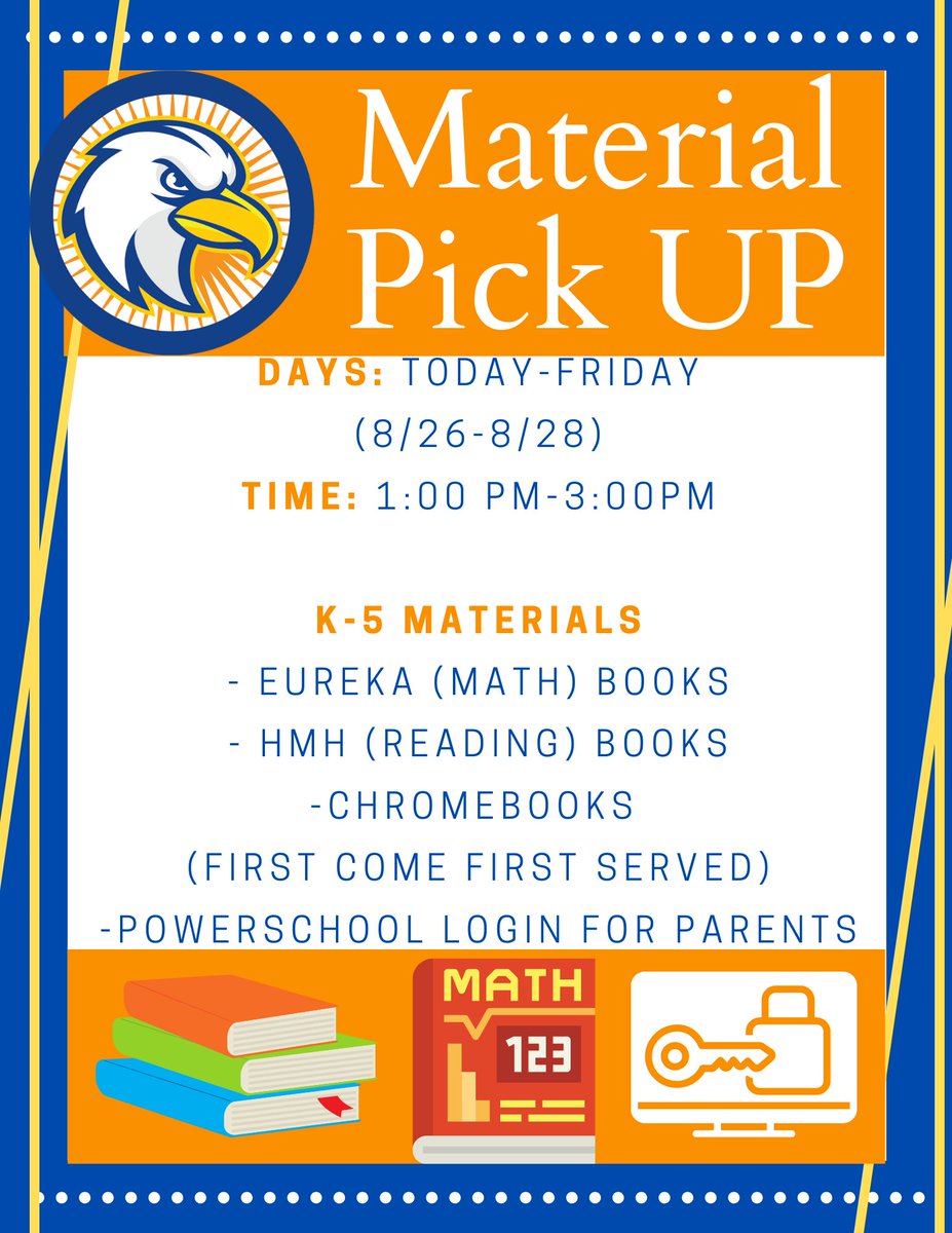 Great Morning Eno Valley Families! Feel free to come by the school today through Friday to pick up your scholar’s learning materials!