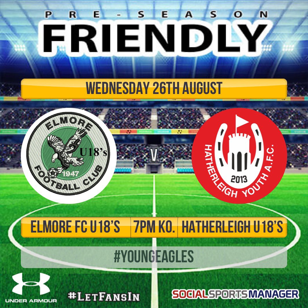 It’s game day at Horsdon Park!!
The U18s welcome Hatherleigh U18s for what is normally a very tough friendly!! Should be a cracker to watch, bars open, socially distanced rules in place!!!
#youngeagles👍🏻⚽️🦅🦅