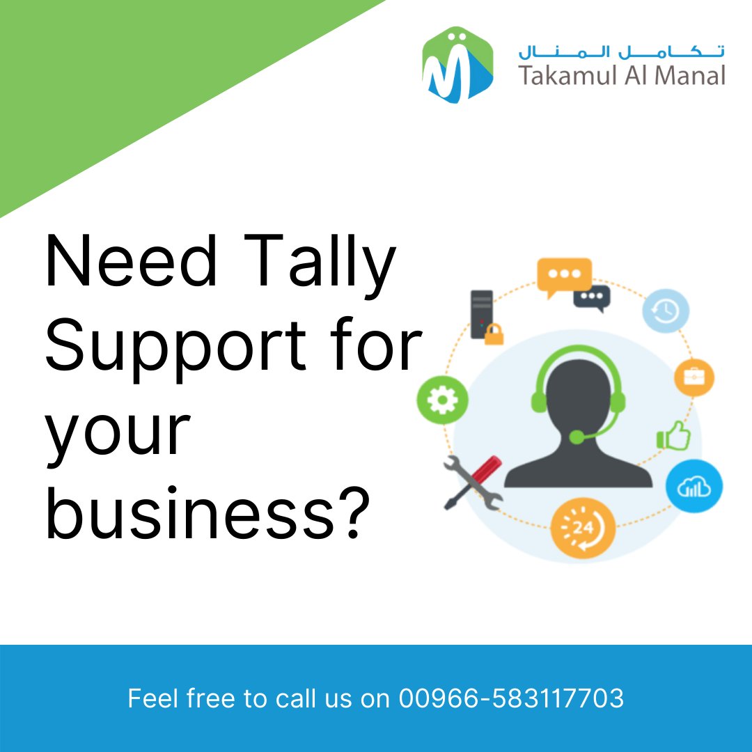 Need Tally Support for your business?

Feel free, we are here to help!

Get in touch with us on 00966-583117703 or visit: bit.ly/3jfALXp

#ManalTechnology #TallySupport #TallyERP9 #TallySoftware