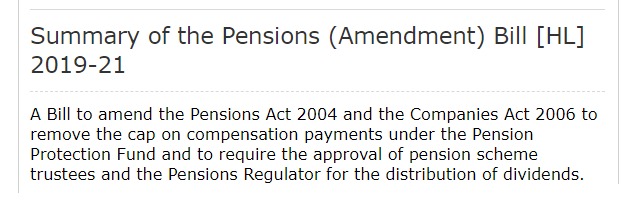 The Pensions (Amendment) Bill has this summary, so it’s probably not also going to tell us we can’t retire till 75: