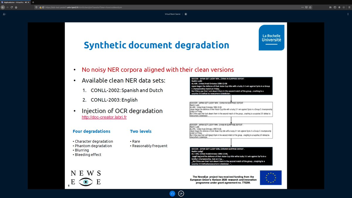 shawnmjones's tweet photo. Ahmed Hamdi is presenting “Assessing and Minimizing the Impact of OCR Quality on Named Entity Recognition” #TPDL2020

Paper: https://t.co/T1nU8PMOPs https://t.co/LUrhXxkLuo