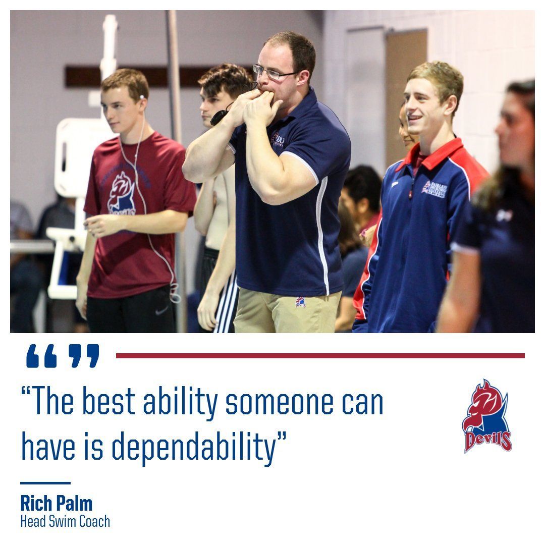 #WisdomWednesday from <a href="/FDU_Swimming/">FDU Devils Swimming</a> Head Coach, Rich Palm 😈 

#HeatsRising🔥| #HornsUp🤘