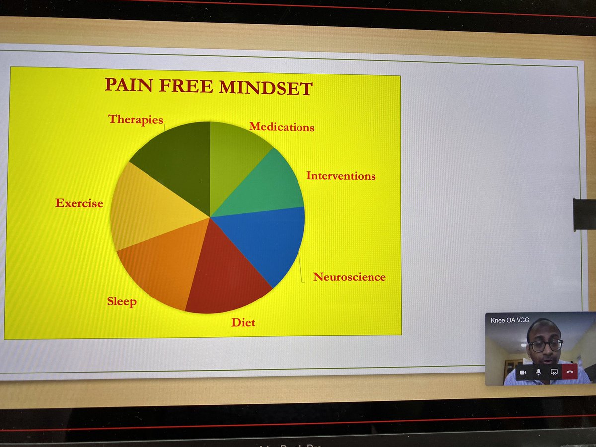 DrRupaJoshi1's tweet photo. Virtual group consultation on knee osteoarthritis. Discussion on the causes of pain and how to self care. MDT pain clinic consultant, mental health therapist and #healthandwellbeingcoach @DeepakRavindra5 @dr_MariaPaulaG @TTBerkshire @BHFT @BerksWestCCG @ELCworks #chronicpain https://t.co/F1GzMYADyK