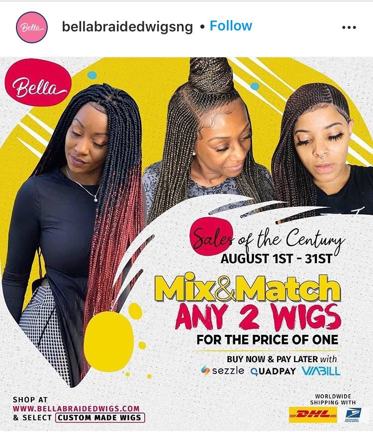 shopwithduch's tweet photo. @bellabraided Sales is still very much on.Grab this amazing chance to own that luxury wig you always wanted. 
You can mix n match any 2 wigs for the price of1. 
And what's more U can buy now and pay laterWow💃😍
#Kumerica 
#ManCity 
#AntiStudentModiGovt 
#EqualityCantWait 
#LISA https://t.co/zgIfMUEbRH