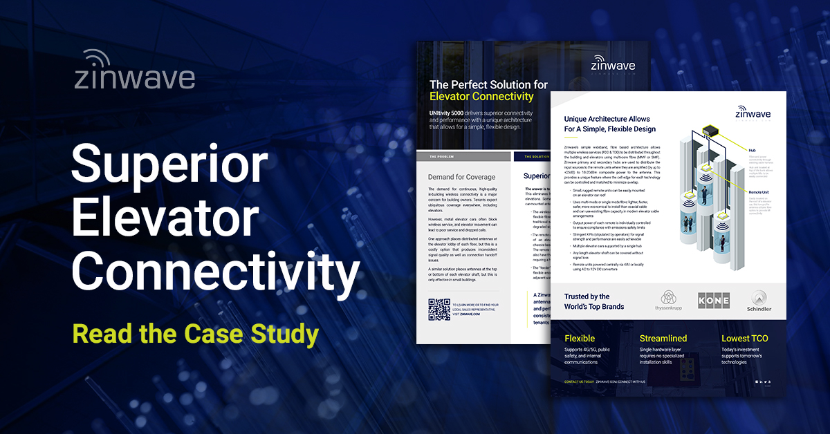 zinwave's tweet photo. Our solution delivers superior #elevator #connectivity at the lowest TCO, ensuring consistent wireless service for building owners, tenants and visitors. Read the case study now to learn more about why #Zinwave is trusted by the world's top brands. https://t.co/Bu4y7nGEFy https://t.co/e7BnqOqtxx