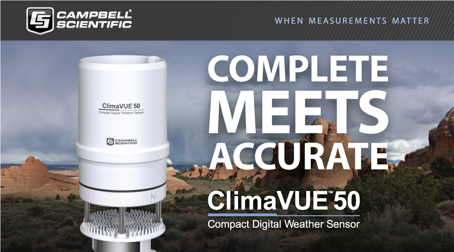 CampbellsciD's tweet photo. Diese All-in-One-Wettermessungen basieren auf jahrelanger Erfahrung, weil der Kompakt-Sensor #ClimaVUE50 mit zuverlässigen Campbell Scientific #Datenloggern kompatibel ist. Infos unter https://t.co/IsgiJenoRl. #WhenMeasurementsMatter, trust #CampbellSci. https://t.co/LsigWswx5Y