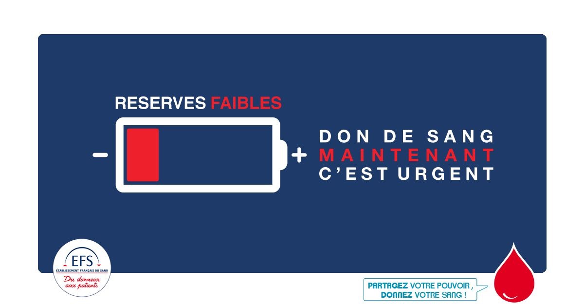 EFS_Sante's tweet photo. [Communiqué 📰] L’EFS lance un appel d’urgence national : les réserves de sang sont très basses, mobilisons-nous ! 🩸
>> https://t.co/rTzmsQ5GnD https://t.co/7dN1A6YnD5