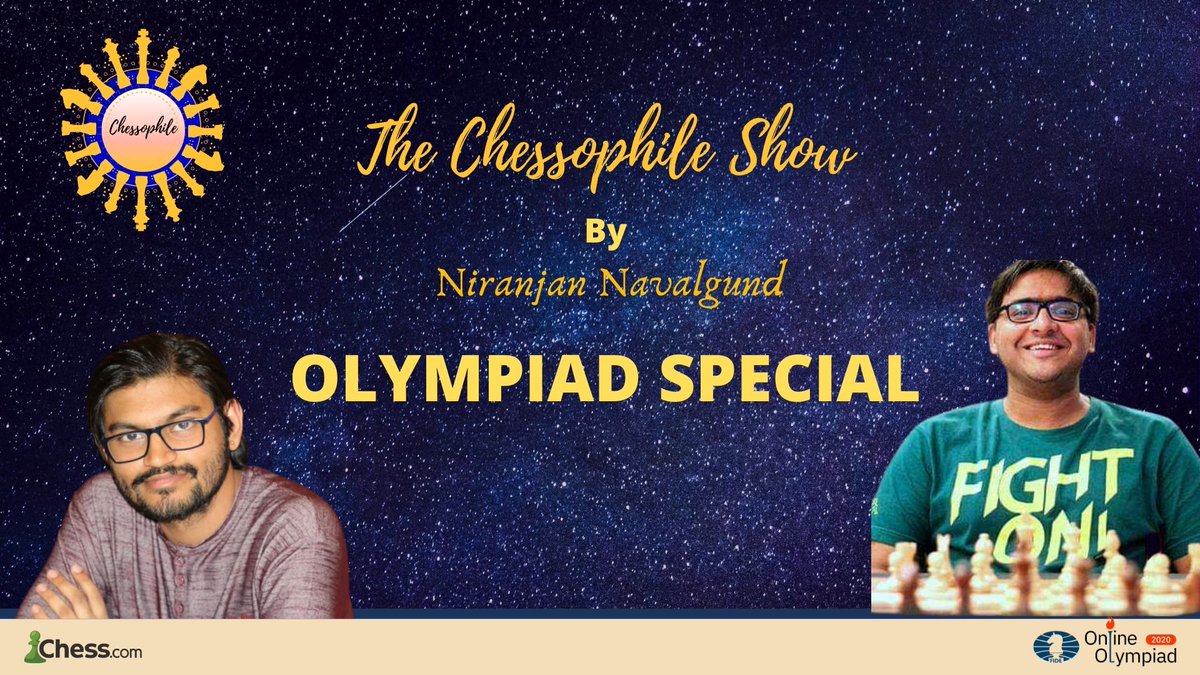 iamniri's tweet photo. Here's the #ChessOlympiad special #Chessophile show with @itherocky!
All the questions were pertaining to the ongoing Chess Olympiad. A test to find out how many questions @itherocky can answer in 4β£ minutes.
#IndiaOP
Link β‘οΈhttps://t.co/kgau7nCmXW https://t.co/nQ6cHjemYq