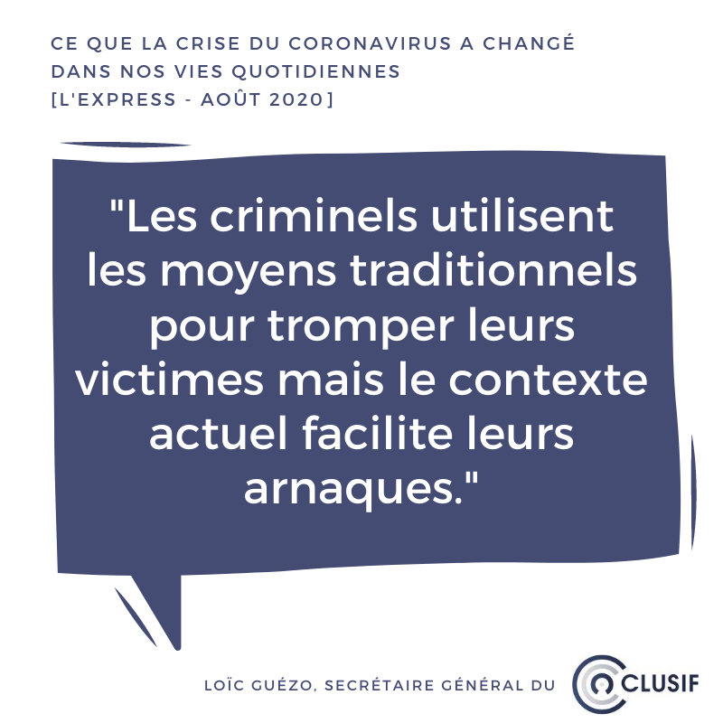 clusif's tweet photo. [Dans les médias] 📰 L'impact #cybersécurité du #coronavirus dans notre vie quotidienne par @lguezo , secrétaire général du #Clusif,  à lire dans @LEXPRESS  
👉https://t.co/9XBTt6EIgq https://t.co/F1nQHi2fW5