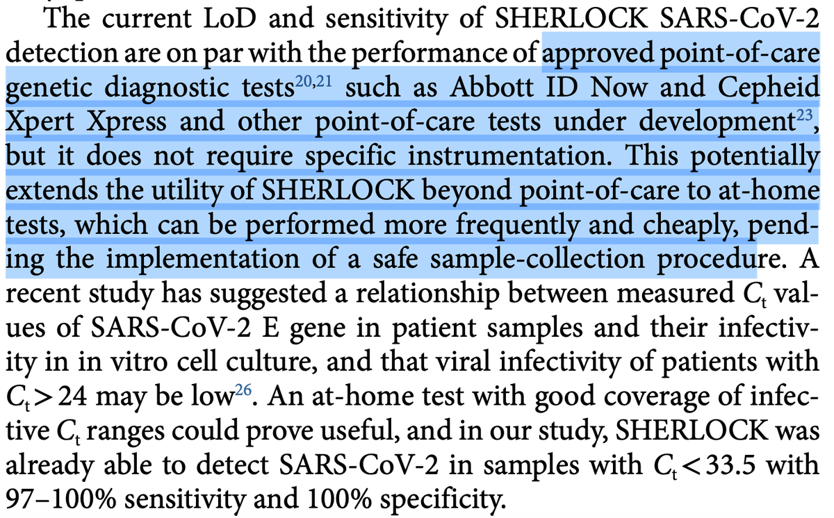 EricTopol's tweet photo. First published validation of a #CRISPR rapid home test for #SARSCoV2 https://t.co/LTwyTc2tJE @NatBME @Sherlock_Bio https://t.co/XDxMbygnrF
