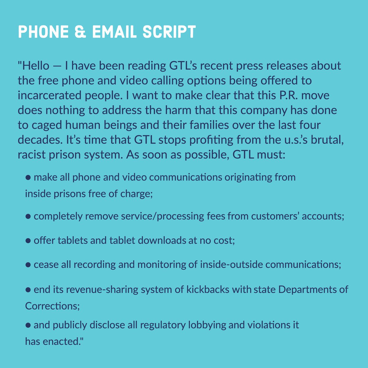 root_branchnyc's tweet photo. To take action against carceral technologists GTL, see our demands, phone script, and zap target phones &amp; emails. Free scraps from prison profiteers don’t cut it — GTL must dissolve. #prisonmadeobjects https://t.co/iHFpC1EnqA