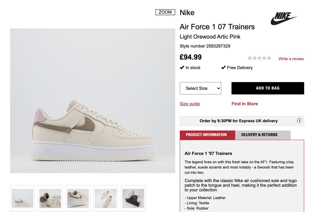 air force 1 07 trainers light orewood artic pink