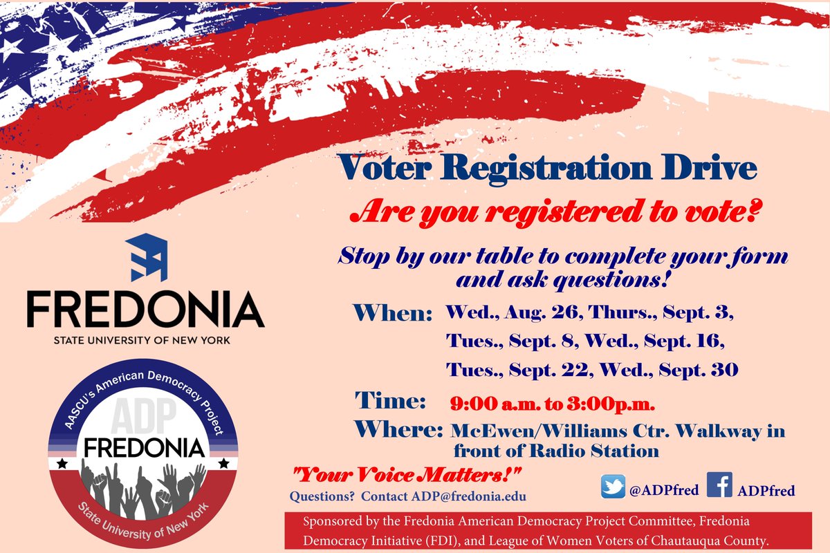 COMM342's tweet image. #FredCOMM342 Stop by @ADPfred table to register to vote!!!