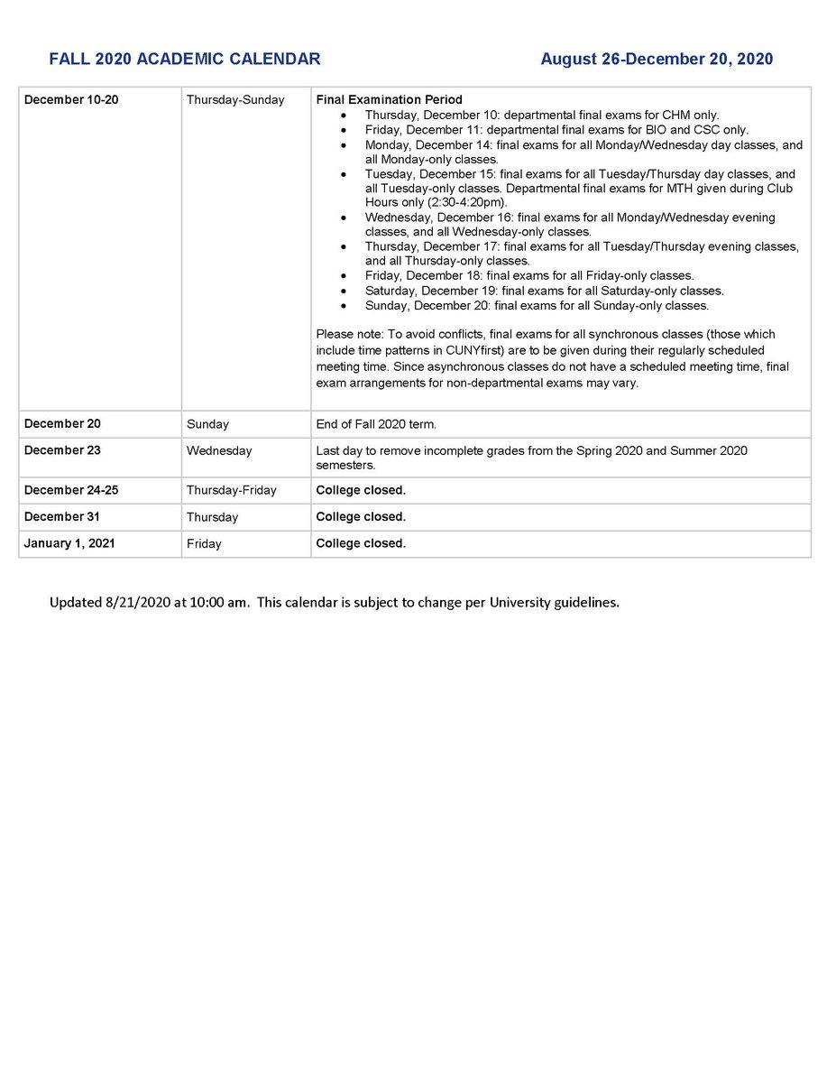 Csi Academic Calendar Spring 2021 2021 Calendar