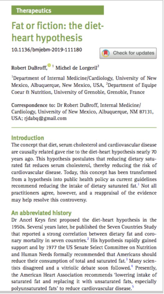 In 2019, the BMJ reviewed 22 interventional trials and found that “‘The preponderance of evidence indicates that low-fat diets that reduce serum cholesterol do not reduce cardiovascular events or mortality”