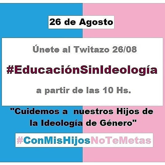 CMHNTMok's tweet photo. "Cuidemos a nuestros hijos de la ideología de género" 

✔️ #EducacionSinIdeologia
De Género.
#ConMisHijosNoTeMetas 
@edufeiok
@cadavidavale @dedgur23 @AgustinLaje @asavazzini @CMHNTM @DocEliMarquez @VICENTEALTIERI @claudiovenchia1 @drflores_ciani @JorgeScala2019 @GustavoGMunoz https://t.co/3wWNz4nfWn