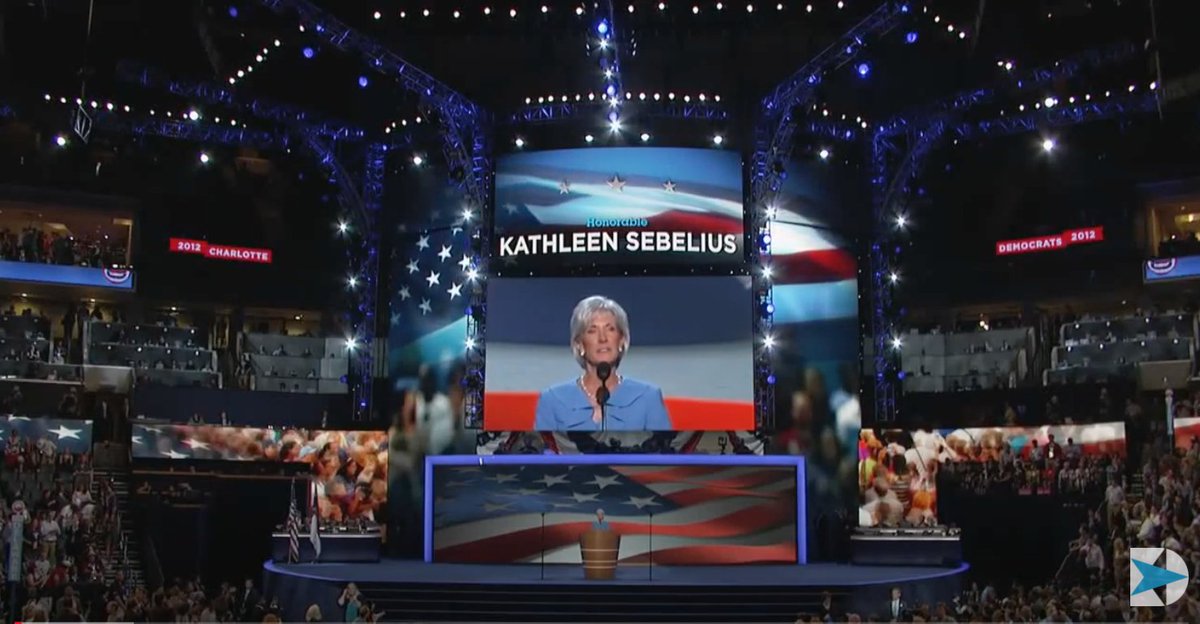 Ah, here we go. Health and Human Services Secretary Kathleen Sebelius speaking at the Democratic National Convention in Charlotte, September 5, 2012. https://bit.ly/3hAI4IU 