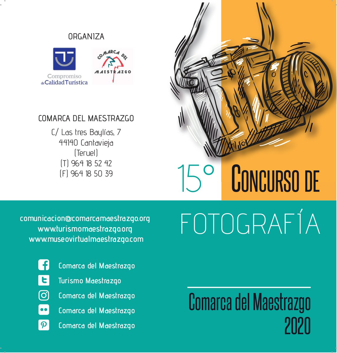 Com_Maestrazgo's tweet photo. 📸 Última semana para presentar tus imágenes al Concurso de Fotografía Maestrazgo 📸

🗓️ La fecha límite de presentación es el 31 de agosto de 2020

✅ Las fotografías serán de tema libre pero deberán haber sido realizadas en la Comarca del Maestrazgo

❇️ Bases completas ⬇️ https://t.co/aIT9v4VuRP