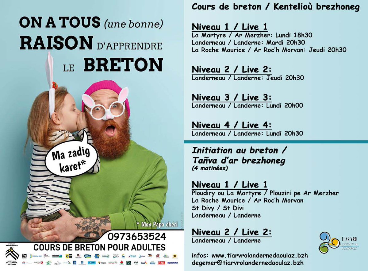 Kentelioù brezhoneg e bro Landerne Daoulaz gant Ti Ar Vro.
Cours de breton dans le pays de Landerneau Daoulas avec Ti Ar Vro. @CCPLD_bzh