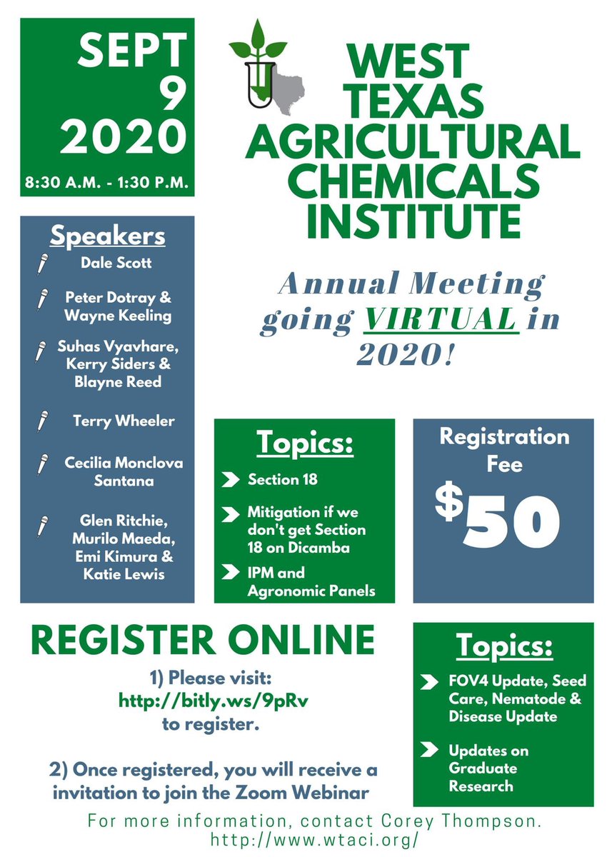 WTxAgChem's tweet photo. TWO weeks from today — September 9, 2020! Have you registered? #WTACI #annualmeeting https://t.co/yXarR9Fpoi