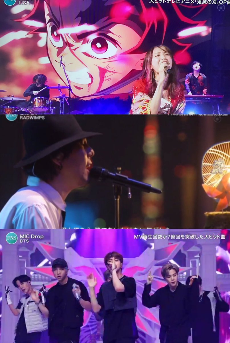 donisparkles's tweet image. My fangirl heart is so fed up today! From LiSA to Radwimps to BTS to Arashi!!! 😭😭💜💜 #AsiansTakeOver #FNS歌謡祭2020夏 #FNSマイドロ楽しみ