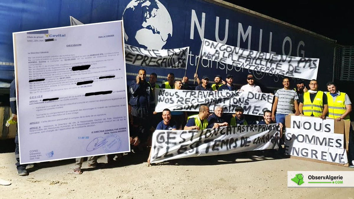 ObservAlgerie's tweet image. Travailleurs de Numilog licenciés : La justice tranche
buff.ly/34z7XoM
#Algerie #Kabylie #Numilog #Economie