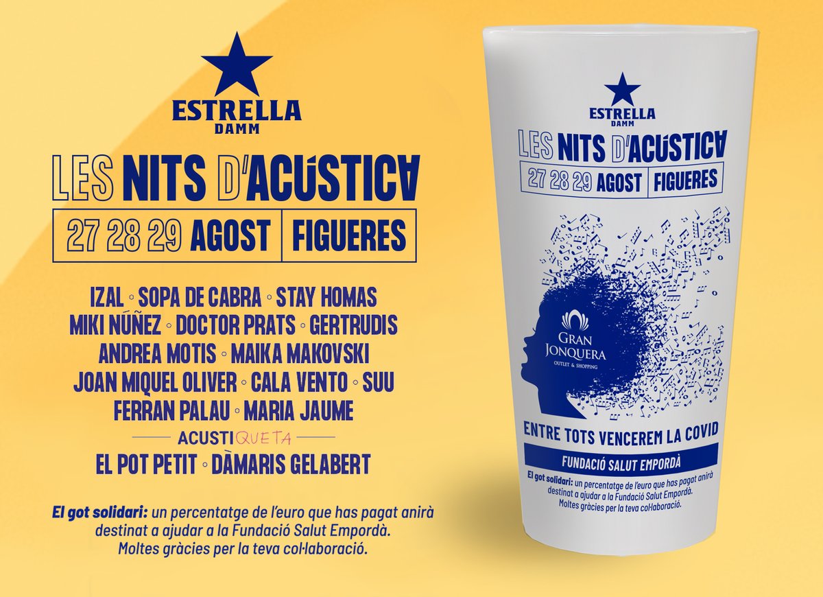ecofestes_reuz's tweet image. Ep! Demà comença l&apos; @acustica_2020 !! #Reutilitza el seu Got Solidari 🔄 que enguany anirà destinat a la Fundació Salut Empordà.

📍Figueres | Del 27 al 29 d&apos;agost 2020