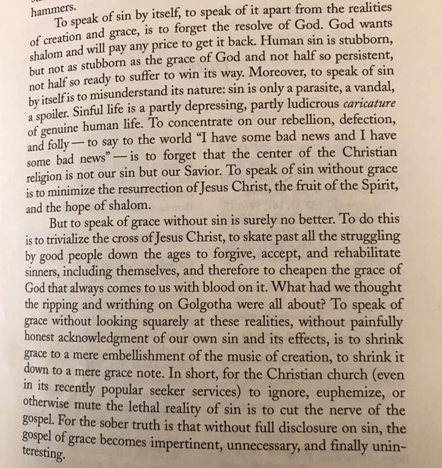 I’ll end this thread with the final passage of Cornelius Plantinga’s wonderful, Not the Way It’s Supposed to Be. Recovering a robust doctrine of sin really does help us better realize the promise of rhe resurrection.