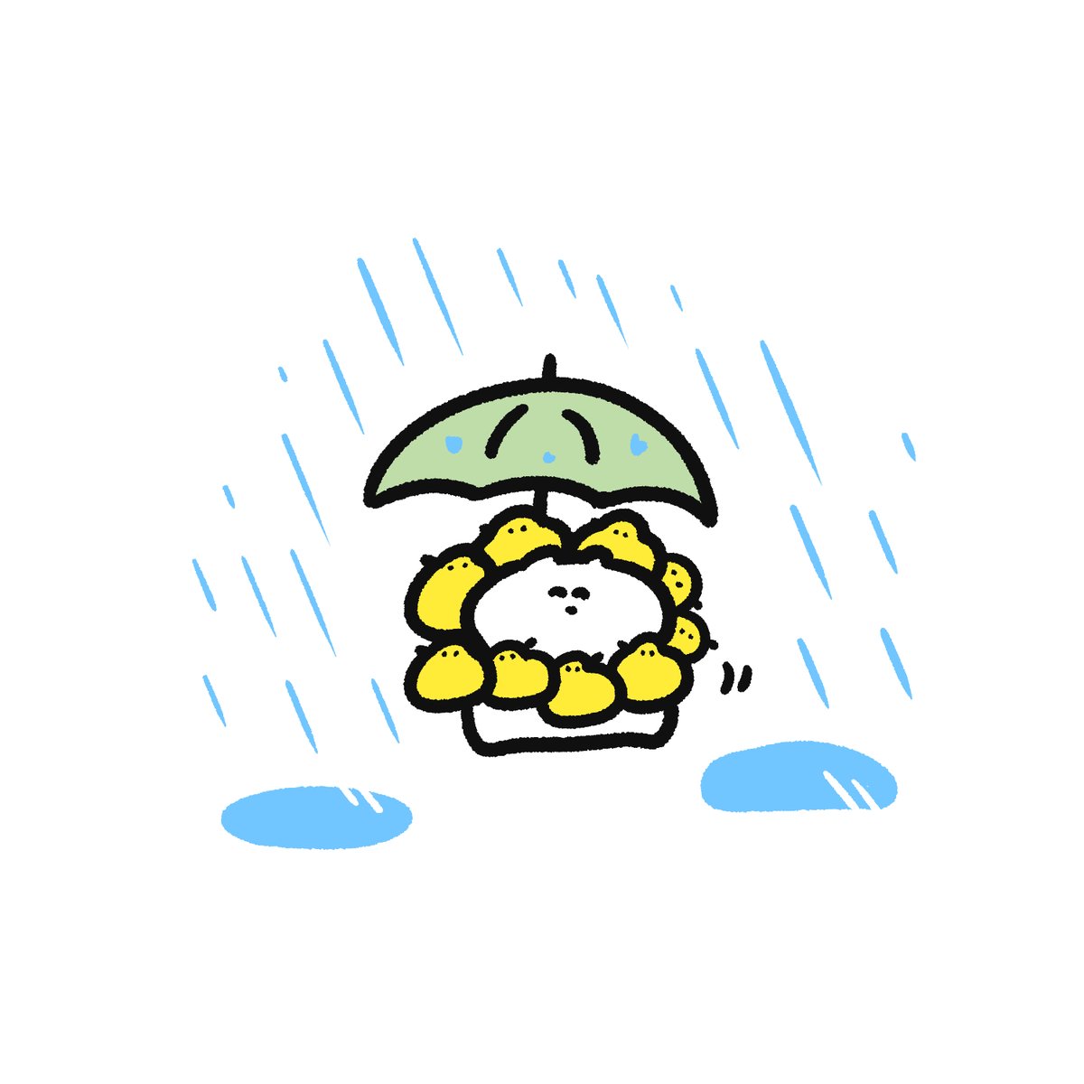 「ヒヨコが雨宿りに来る 」|STUDY（反省）のイラスト