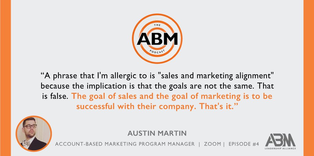 TBT to episode 4 of The #ABMPodcast, hosted by <a href="/ABMLA1/">ABMLA1</a> 

Austin Martin, #ABM Program Manager <a href="/Zoom/">Zoom</a>, &amp; <a href="/Nick_CMO/">Nick Runyon</a> <a href="/PFLcom/">PFL</a> join host, <a href="/B2BABM/">B2BABM</a> for a lively and thought-provoking discussion on how to kick off and run ABM successfully.

Give it a listen here: ow.ly/H9aZ50B9CO2