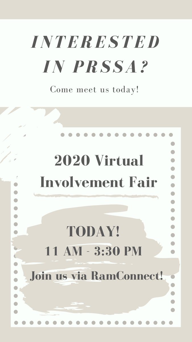Interested in joining PRSSA? Come meet us today at the 2020 Virtual Involvement Fair! Join via RamConnect! 

Explore internship opportunities. Gain key skills such as resume building and networking. We can't wait to meet you!