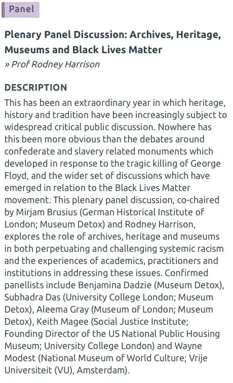 ACHS_2020's tweet photo. We look forward to seeing everybody at 4.45 for the Plenary on Archives, Heritage, Museums and BLM 🌟 #achs2020 https://t.co/rfVbUw2DeK
