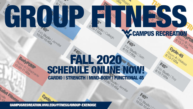 Group Fitness will be back on Monday, August 31st! Be sure to check out your favorite programs like Bodypump, Bodyattack, F45, GRIT and more! Spots are limited, so pre-register on our WVUGo App! ow.ly/pCmW50B7shX