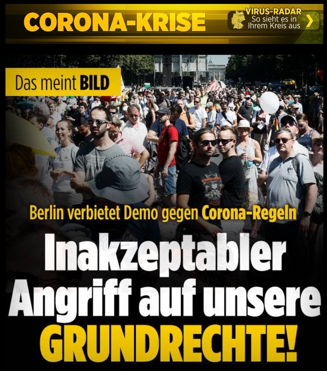 Inakzeptabler "Journalismus". Und morgen dann wieder einen Artikel über die #Corona Idioten posten, die den Virus auf Demos verbreiten. Fähnlein im Winde und Stimmungsmacher für den grenzdebilen Teil der Bevölkerung - so kennt man die #Bild <a href="/jreichelt/">Julian Reichelt</a> Chapeau zum neuen Tiefpunkt