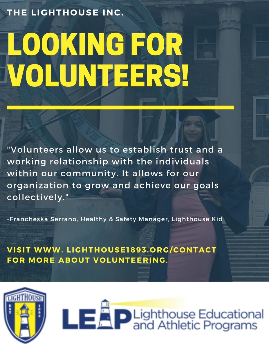 Join our team as a volunteer TODAY &amp; help us empower the children, youth and families of our communities! To apply as a volunteer, click here: rb.gy/m2b4h0 #lighthouse #volunteers #community #TogetherWeCan