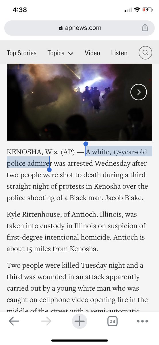 What an absolutely shameful way for the  @AP to start a story about a shooting. This is disgusting. Furthermore, I’m still sorting it out, but I know several people on the ground out there who saw things unfold differently. This is incomplete and shameful storytelling. Wow.