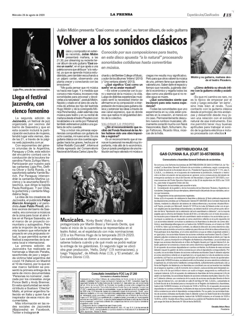 ¡Jazzvedra en diario La Prensa!