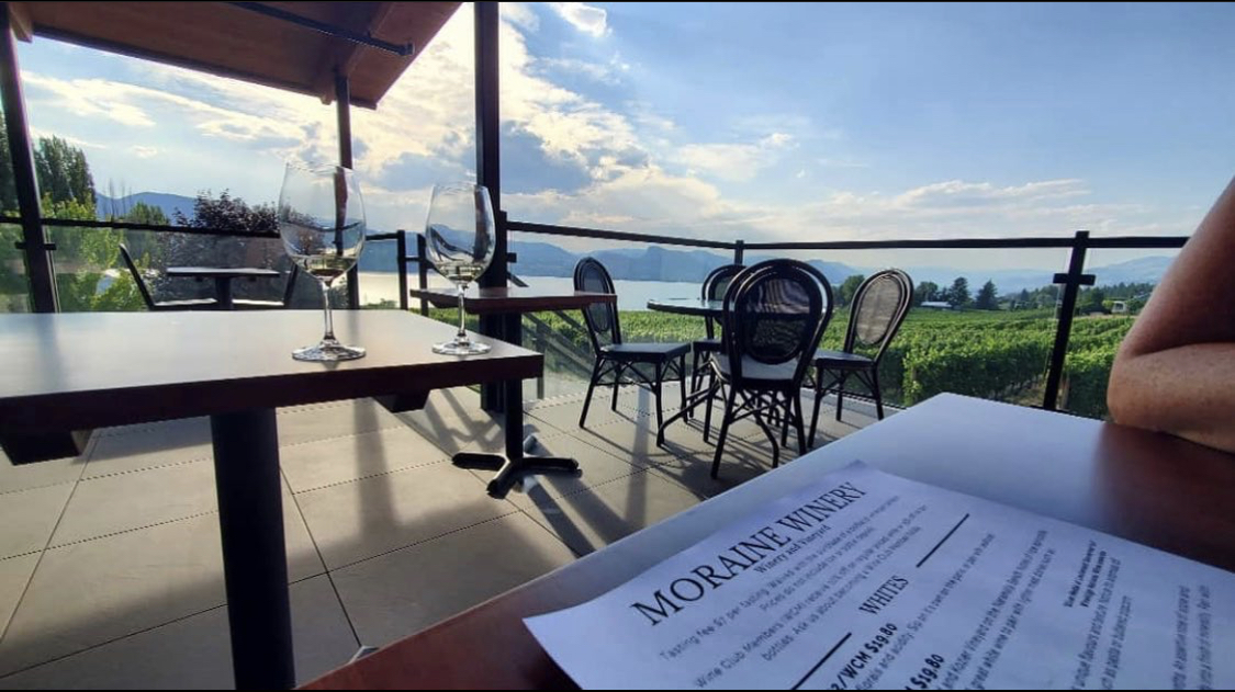 Look at beautiful view from @MoraineWinery in #Naramata ! Walk-ins and reservations are welcomed for a seated tasting from 10-6pm at the winery and then you too can enjoy this view! Photo shared by the winery from @justincowdy7 on Instagram . Cheers!