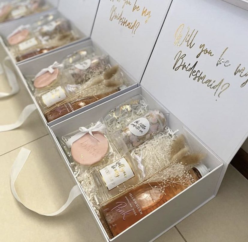 You need to ask your friends to be in your wedding Choose one: bridesmaids proposal box