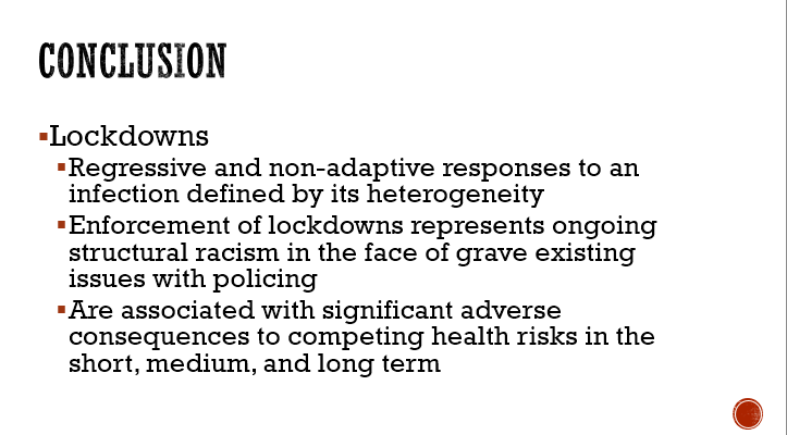 Lockdown Thread #2Was invited to provide a brief presentation on concerns with  #Lockdowns today and hopefully works to post hereOutline of Talk:Inequities in  #Covid_19 Acquisition and Transmission RisksInequities in the Enforcement of LockdownsCompeting Health Risks