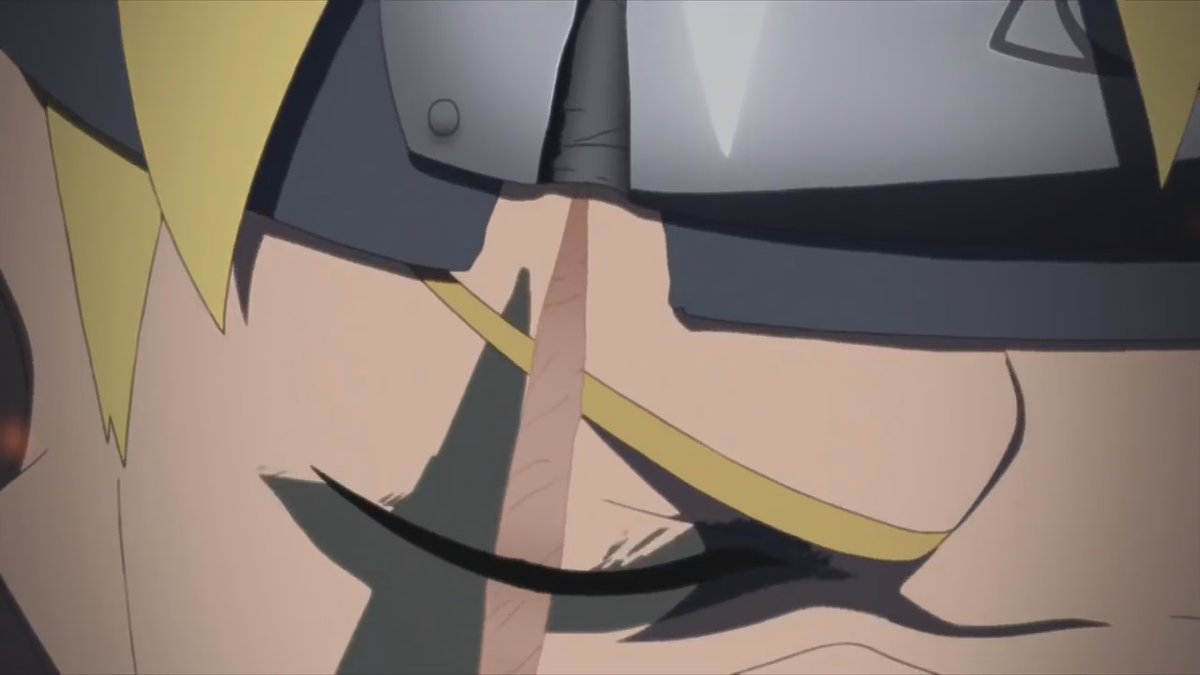 Je pense que cette cicatrice va soit être faite par Sasuke soit par Boruto lui-même, une blessure capable de trancher le métal du bandeau en profondeur a forcément dû lui faire perdre son oeil, mais quel oeil ?