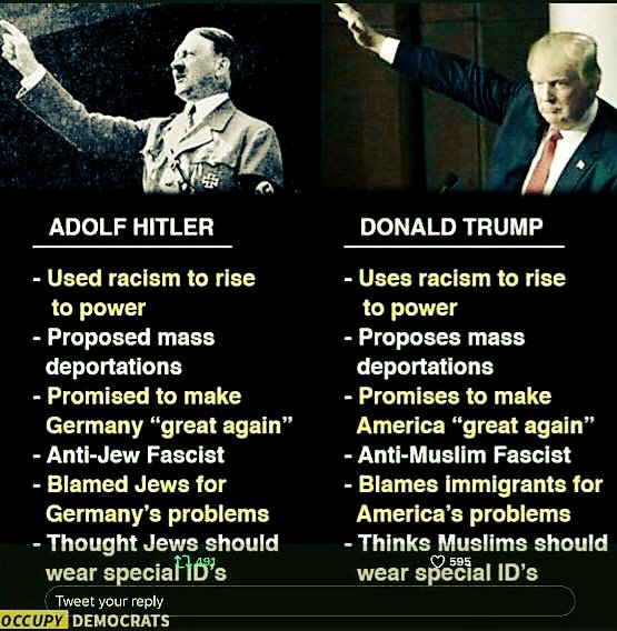 It's no coincidence. He's following a playbook. For a man who doesn't read, what does it say that tRUmp kept a book of Hitler's speeches in his nightstand at Trump Towers? #DictatorTrump  #TrumpGestapo  #TrumpGenocide  #GOPDeathCult  #FascistTrump  #FascistFest2020