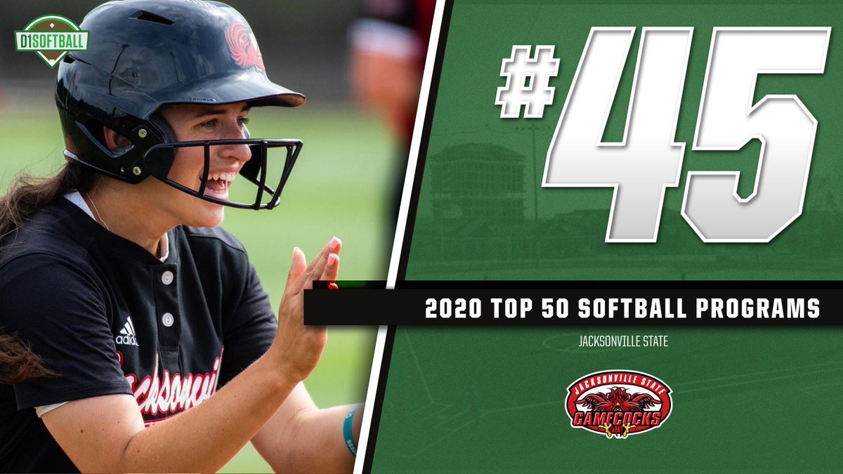 D1Softball (@d1softball) on Twitter photo πππππ
πππππ πππ ππ ππππππππ
No. 45 - Jacksonville State
Following a perfect conference record in 2016, @JSUGamecocksSB went 18-1 (2017) and 16-6 in 2018 (2018) to qualify yet again for NCAA regionals.
Top 50 Countdown: d1sb.co/32rcVRU πππππ
πππππ πππ ππ ππππππππ
No. 45 - Jacksonville State
Following a perfect conference record in 2016, @JSUGamecocksSB went 18-1 (2017) and 16-6 in 2018 (2018) to qualify yet again for NCAA regionals.
Top 50 Countdown: d1sb.co/32rcVRU