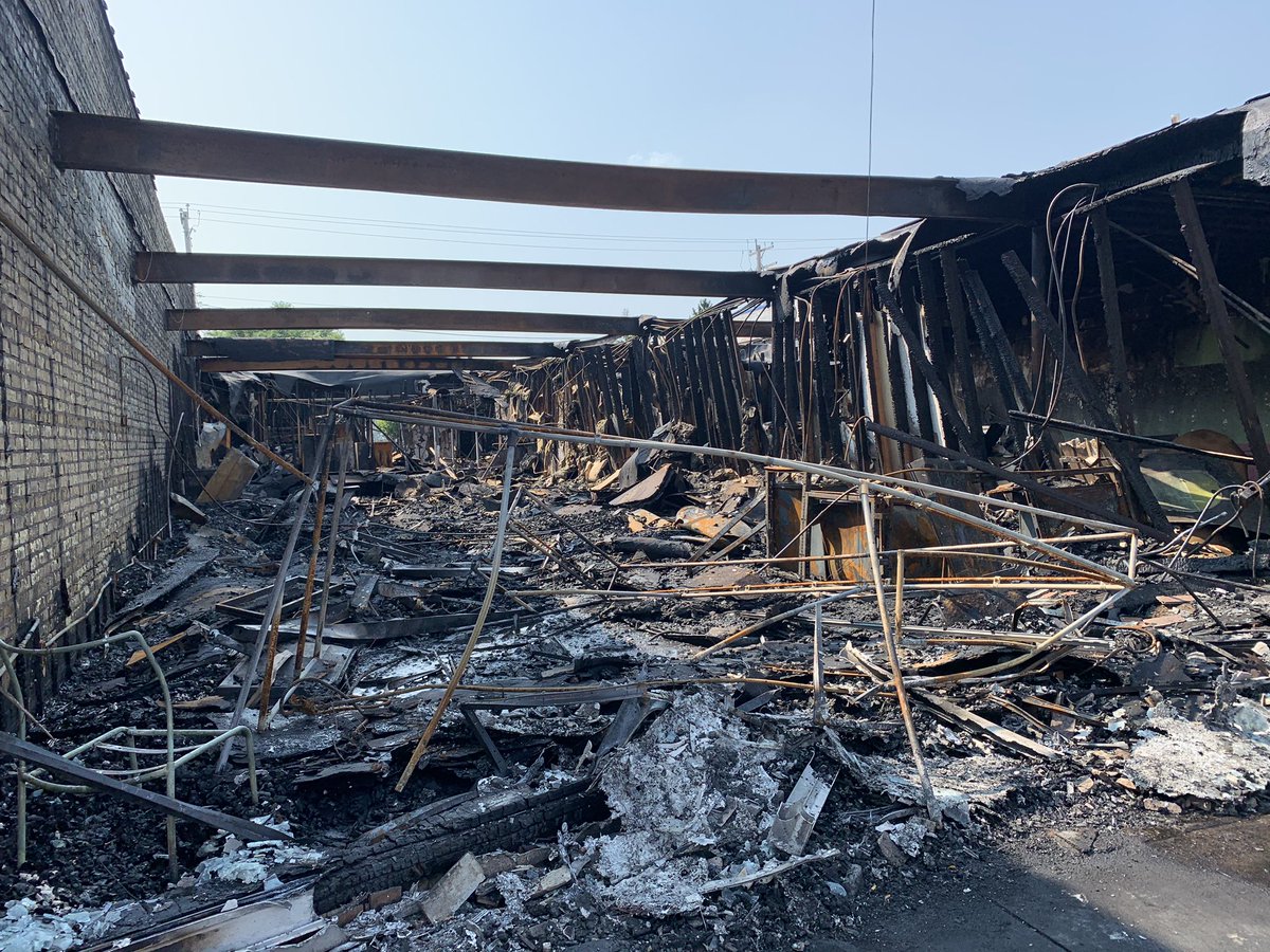 The shops to the left of local church, Kingdom Word Ministries, were burned down Monday, but the church was unharmed due its firewall, with exception to smoke damage. Pastor David Montgomery is optimistic. “We gotta look at creating something out of the fire,” he said.  #Kenosha