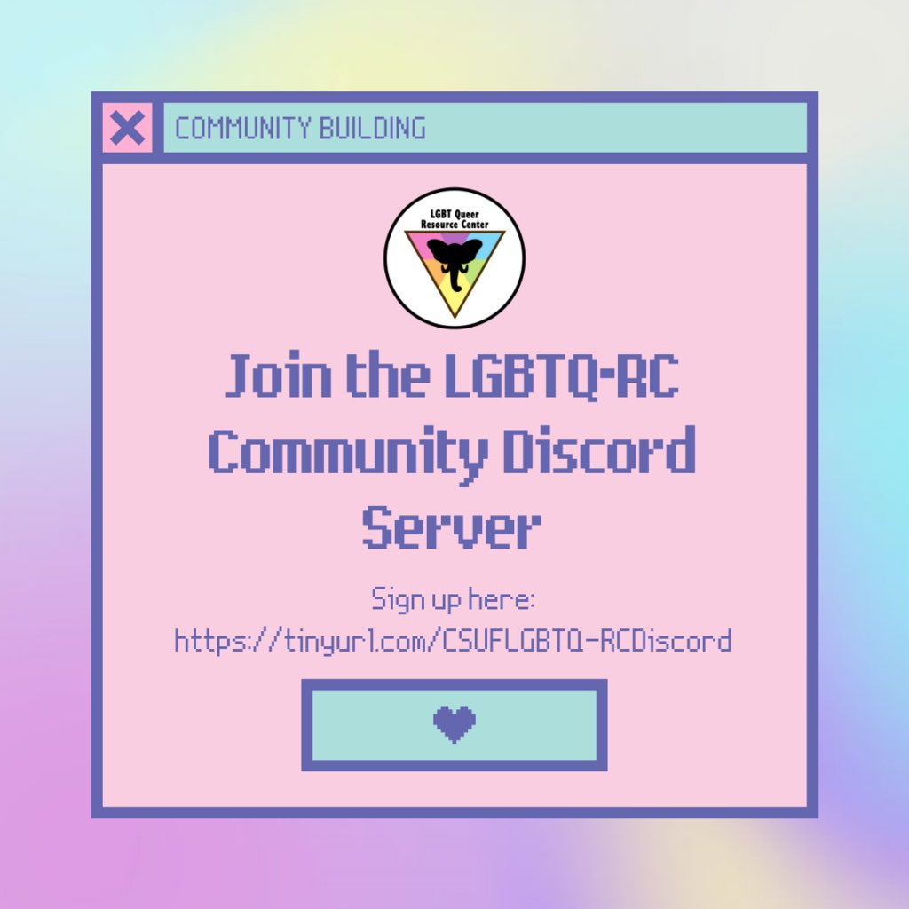 LGBT Queer Resource Center, CSUF on X: 🏳️‍🌈Community Update🏳️‍🌈 Want  to stay connected with the center and the LGBTQ community at CSUF? Join our  brand new community discord server! Follow the link