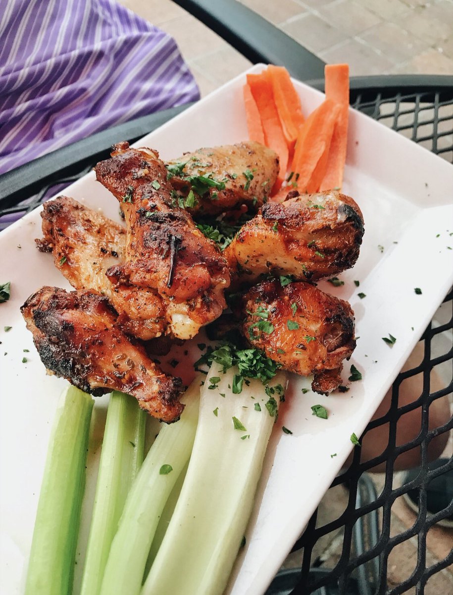 More than brick oven pizza, try wood-fired wings. 🍗  Select your choice of sauce — sweet bourbon glaze (our favorite), classic buffalo, or teriyaki — w/house-made ranch or gorgonzola dressing on the side for your celery + carrot sticks. 🙌